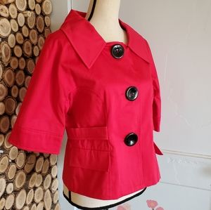 Scott Taylor Red Retro Cropped Fitted Elbow Length Sleeve Lightweight Jacket 8